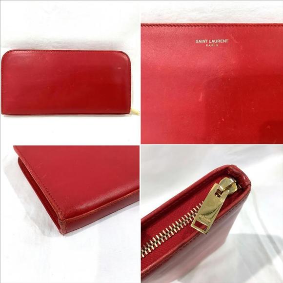 SAINT LAURENT long wallet round INN326599 red leather - Picture 2 of 10